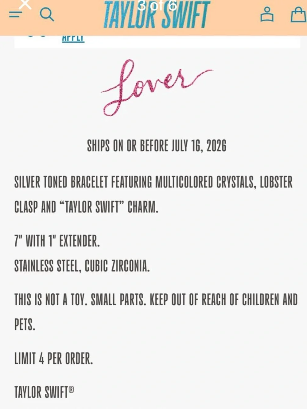 Taylor Swift Lover Heart Bracelet - Pastel Hearts
